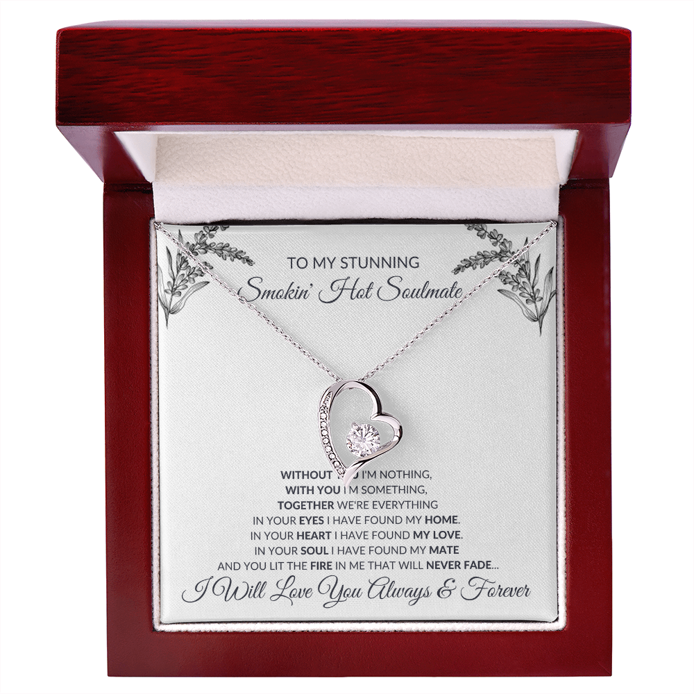 Forever Love Necklace – Heart Pendant Necklace with CZ Crystal and Adjustable Chain