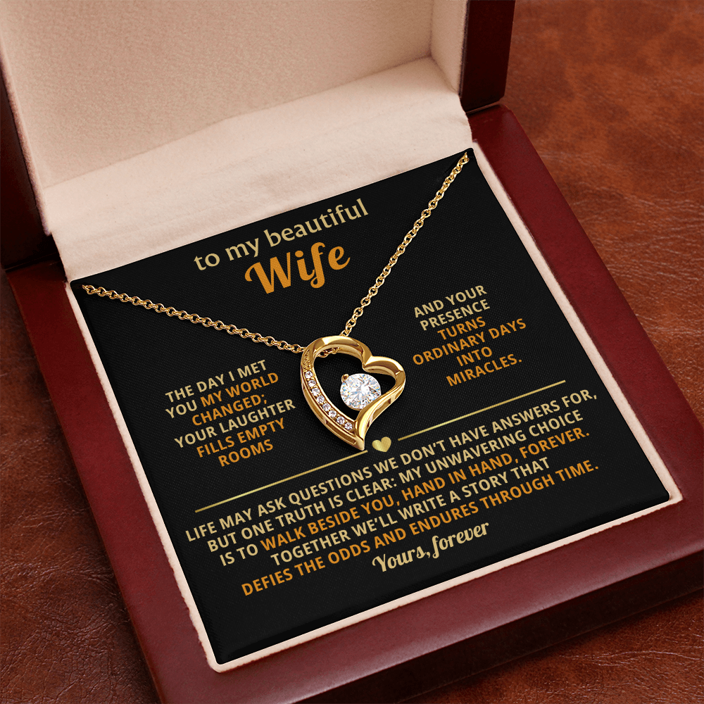 Forever Love Necklace - Heart Pendant Cubic Zirconia Gift For Wife