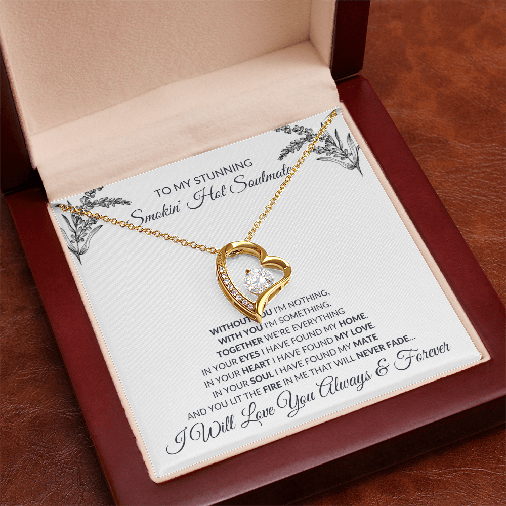 Forever Love Necklace – Heart Pendant Necklace with CZ Crystal and Adjustable Chain