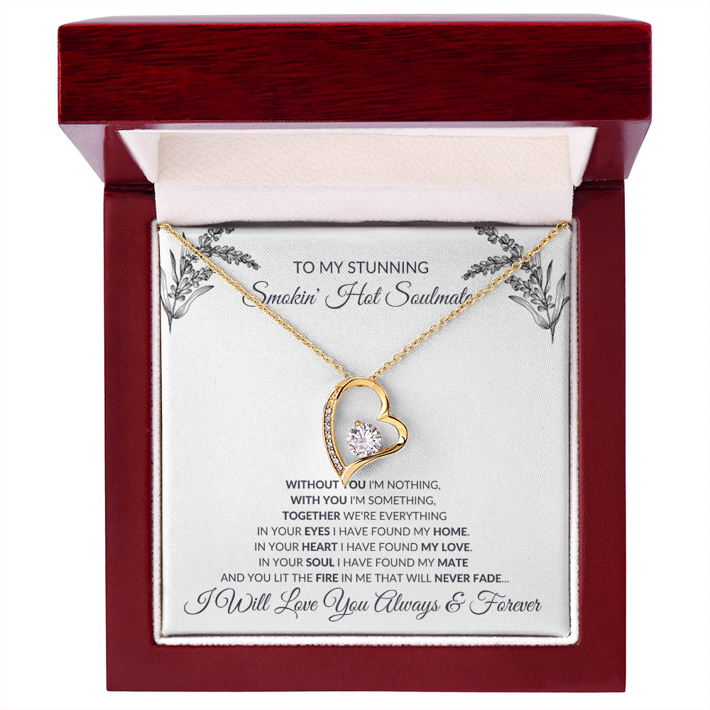 Forever Love Necklace – Heart Pendant Necklace with CZ Crystal and Adjustable Chain