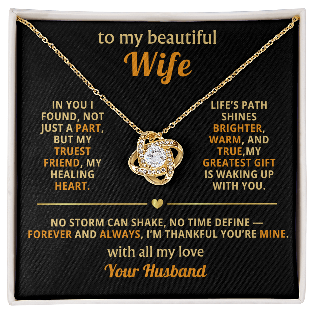 To My Beautiful Wife Love Knot Necklace Gift
