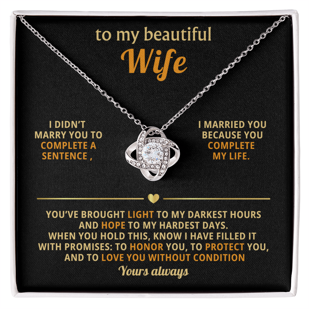 To My Wife Gift Idea, Love Knot NEcklace 