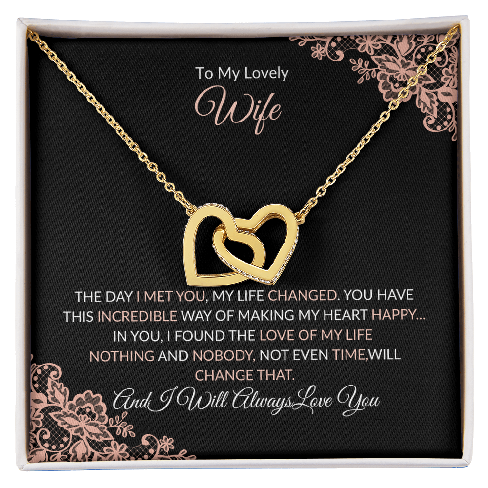 Interlocking Hearts Necklace - Adjustable Heart Pendant Gift For Wife Anniversary