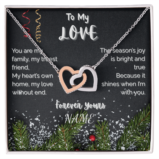 To My Love Inter Locked  Hearts Necklace, Christmas Gift
