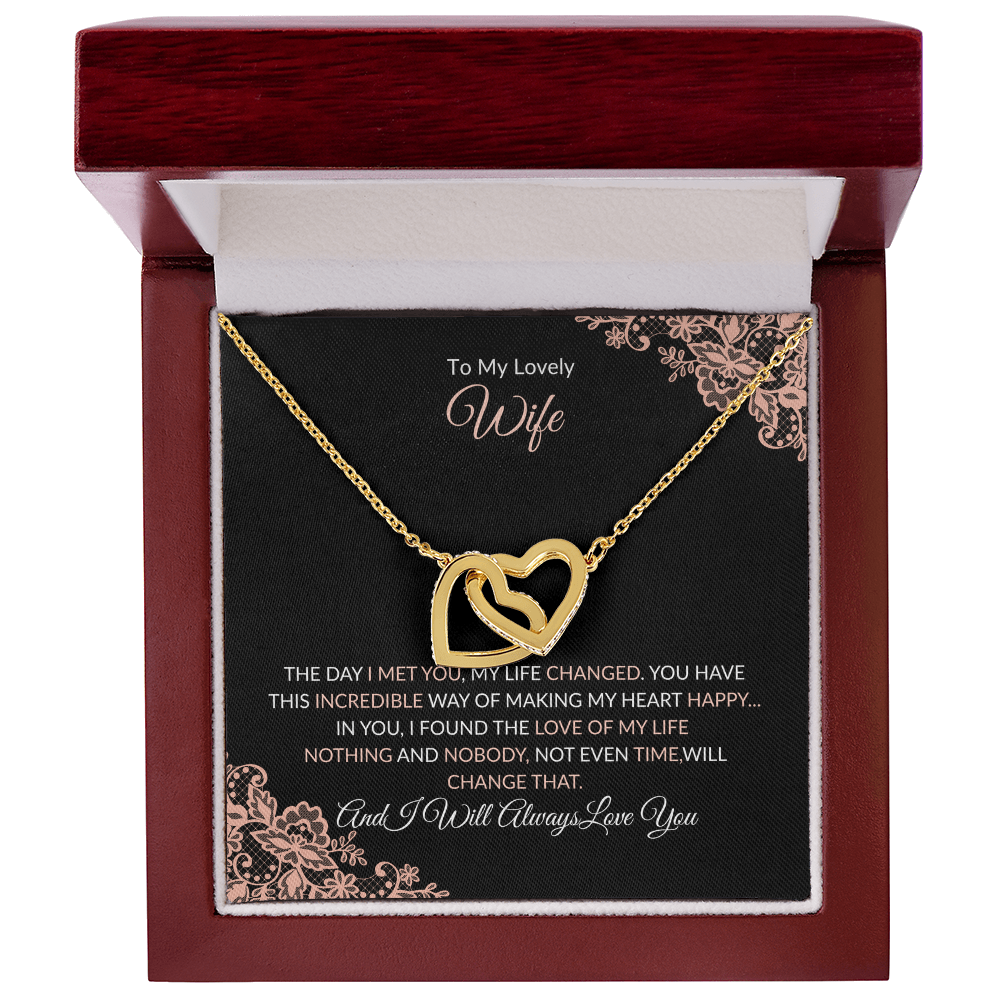 Interlocking Hearts Necklace - Adjustable Heart Pendant Gift For Wife Anniversary