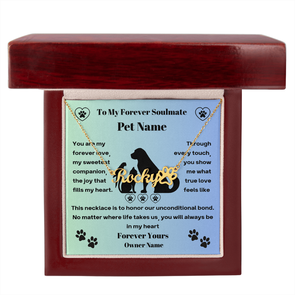 Personalised Pet Soulmate Paw Name Necklace For Pet Mom