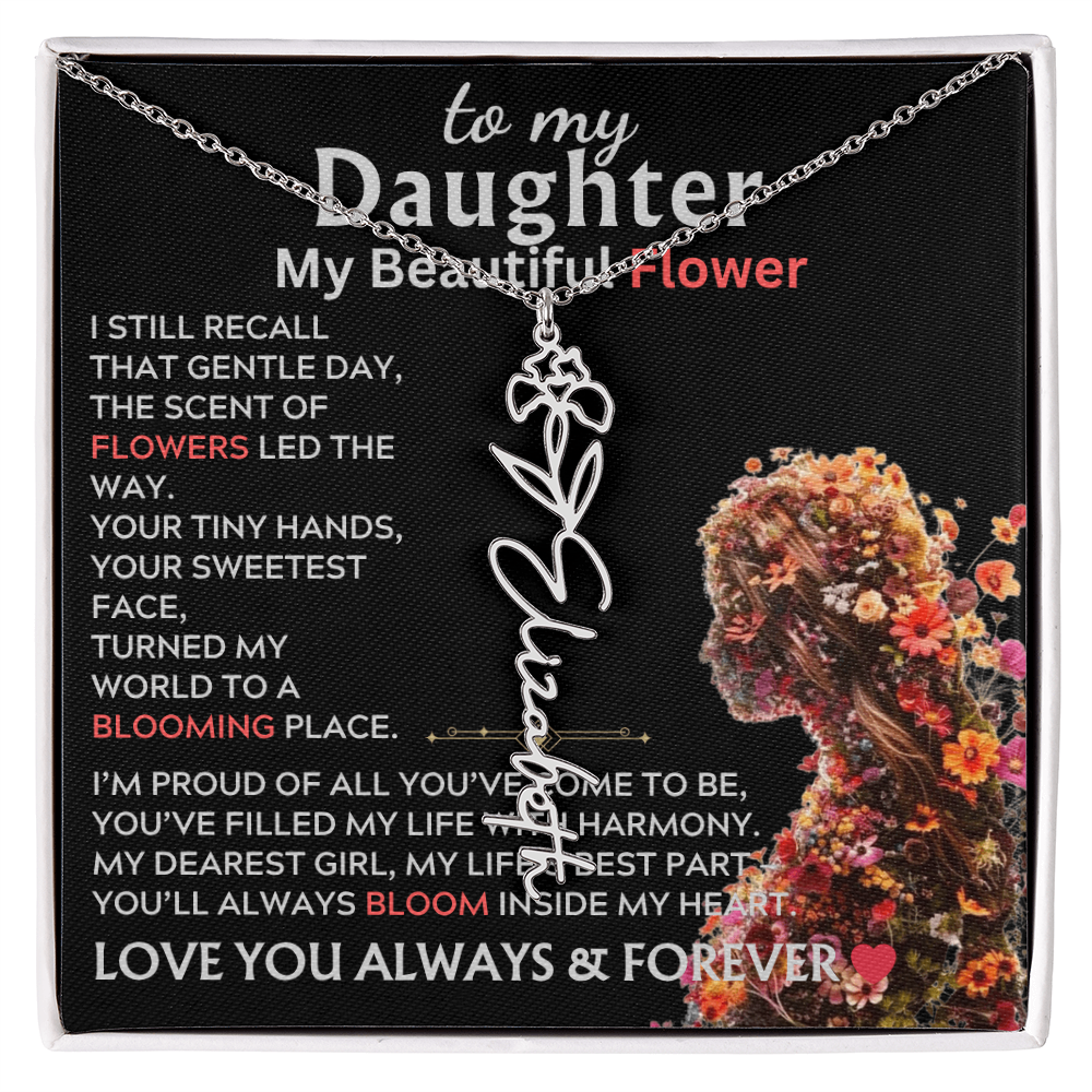 To My Daughter (Birth) Flower Name Necklace