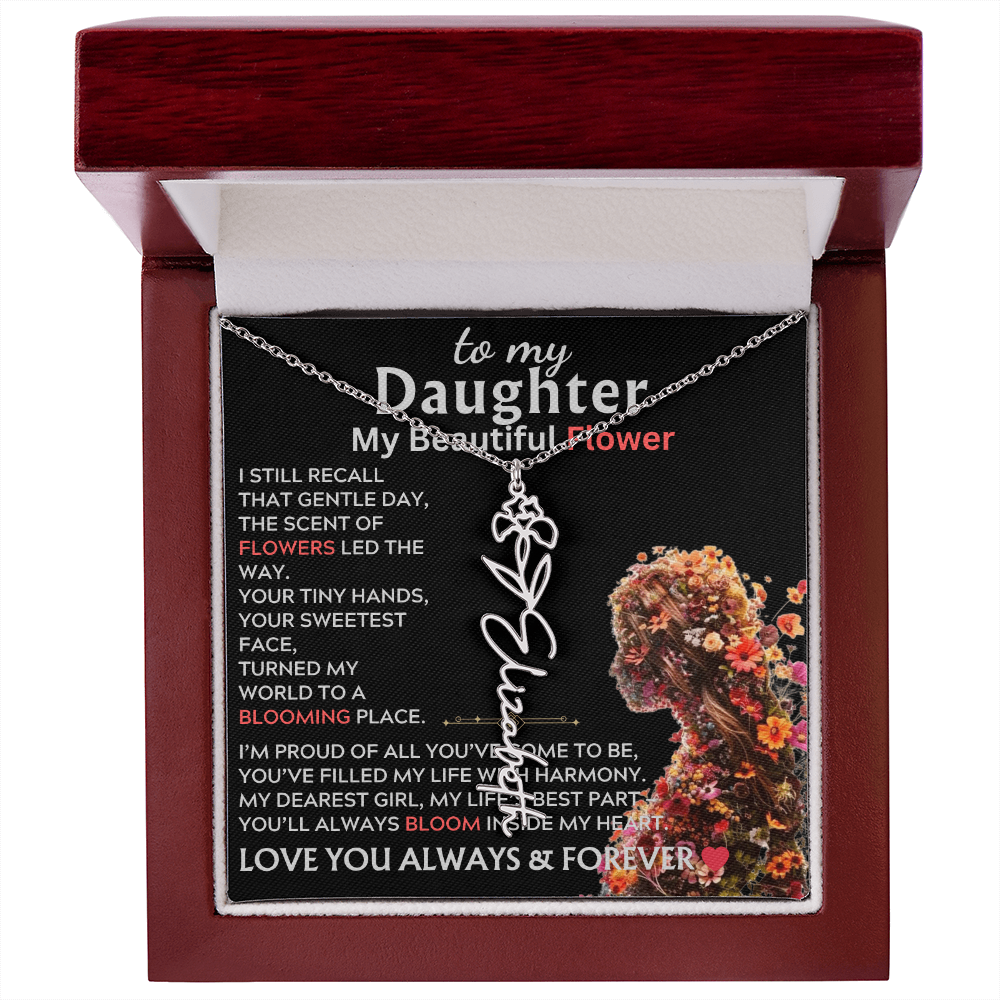 To My Daughter (Birth) Flower Name Necklace