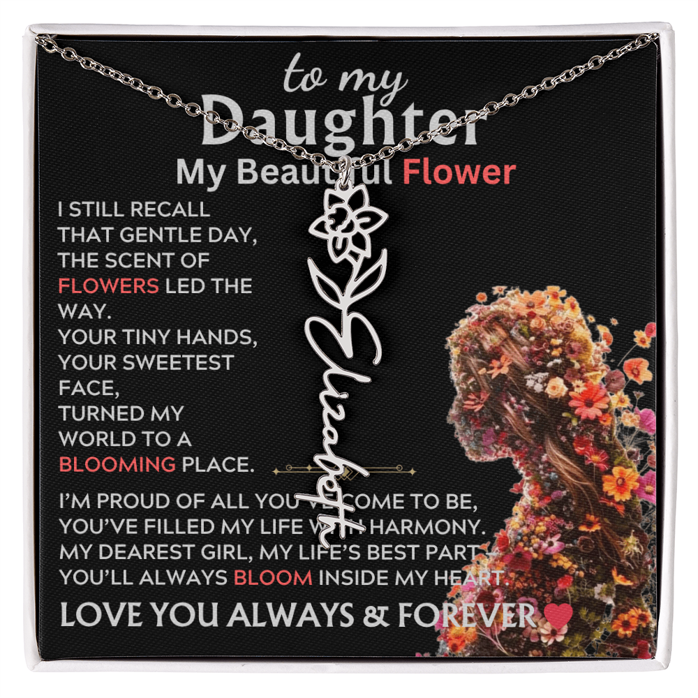 To My Daughter (Birth) Flower Name Necklace
