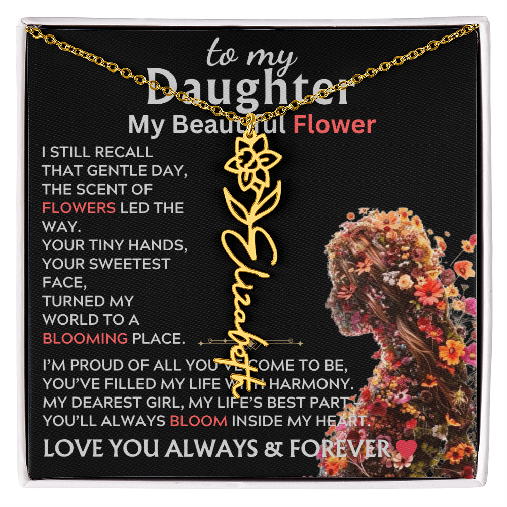 To My Daughter (Birth) Flower Name Necklace