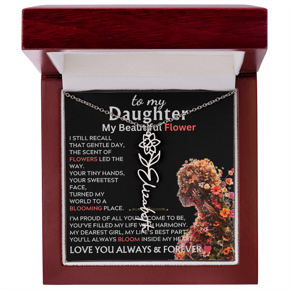 To My Daughter (Birth) Flower Name Necklace
