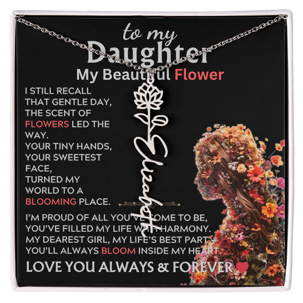 To My Daughter (Birth) Flower Name Necklace