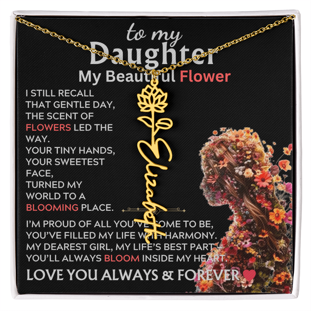 To My Daughter (Birth) Flower Name Necklace