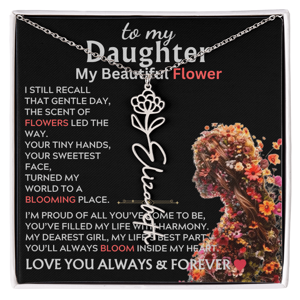 To My Daughter (Birth) Flower Name Necklace