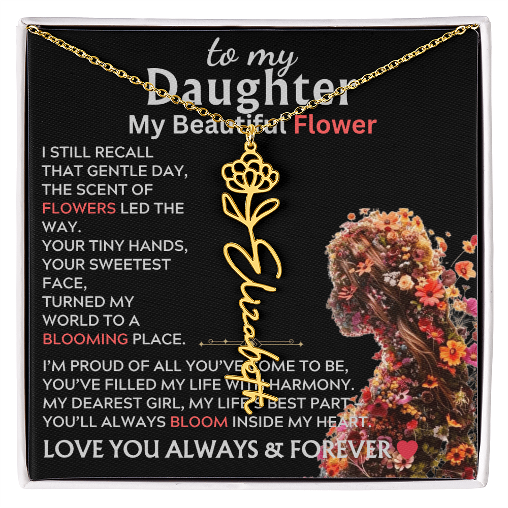 To My Daughter (Birth) Flower Name Necklace