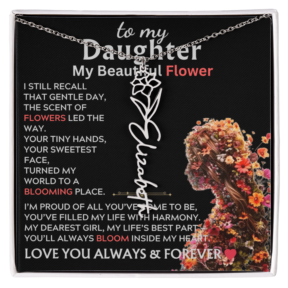 To My Daughter (Birth) Flower Name Necklace