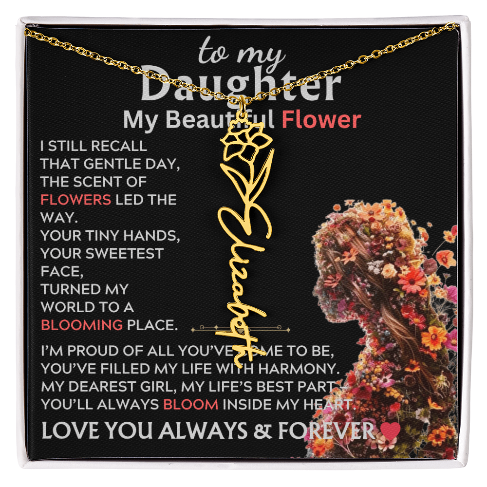 To My Daughter (Birth) Flower Name Necklace