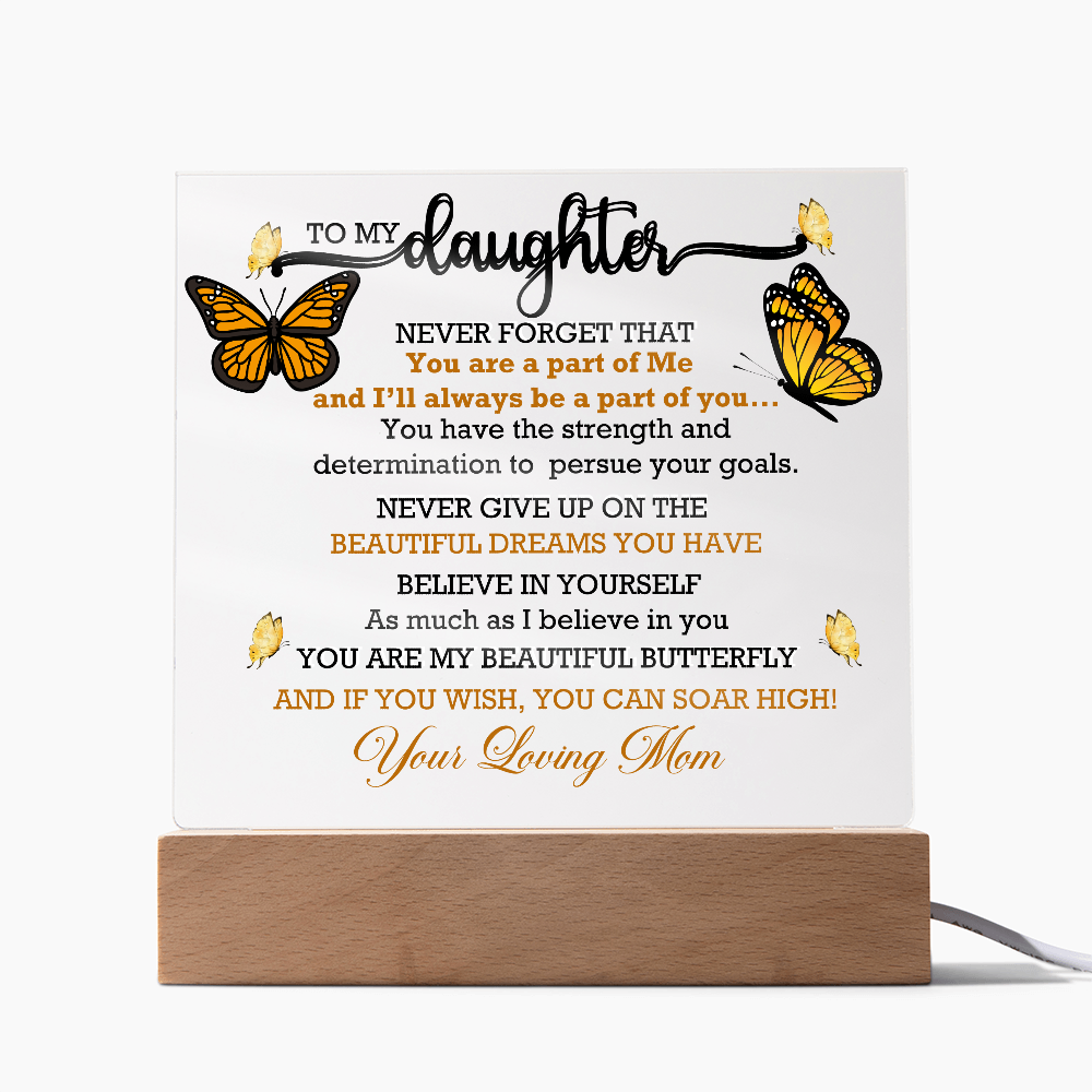To My Daughter, My Butterfly, Acrylic Led Lamp