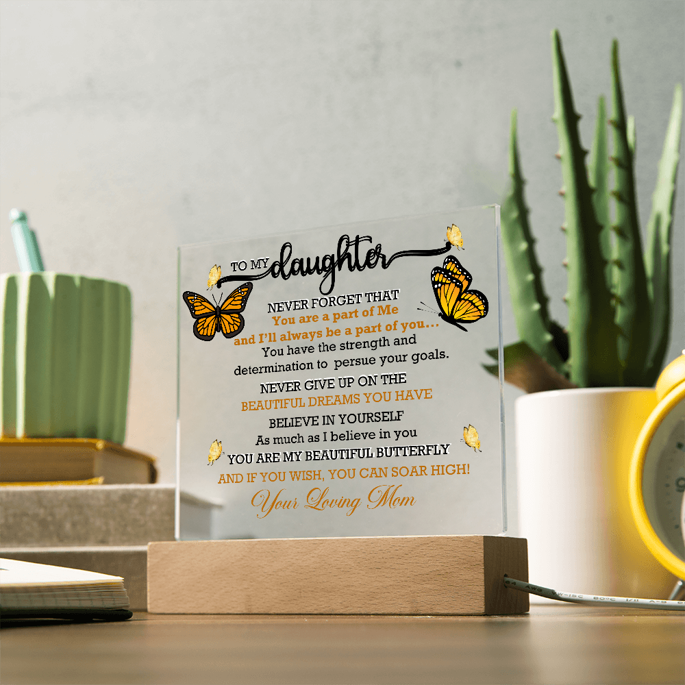 To My Daughter, My Butterfly, Acrylic Led Lamp