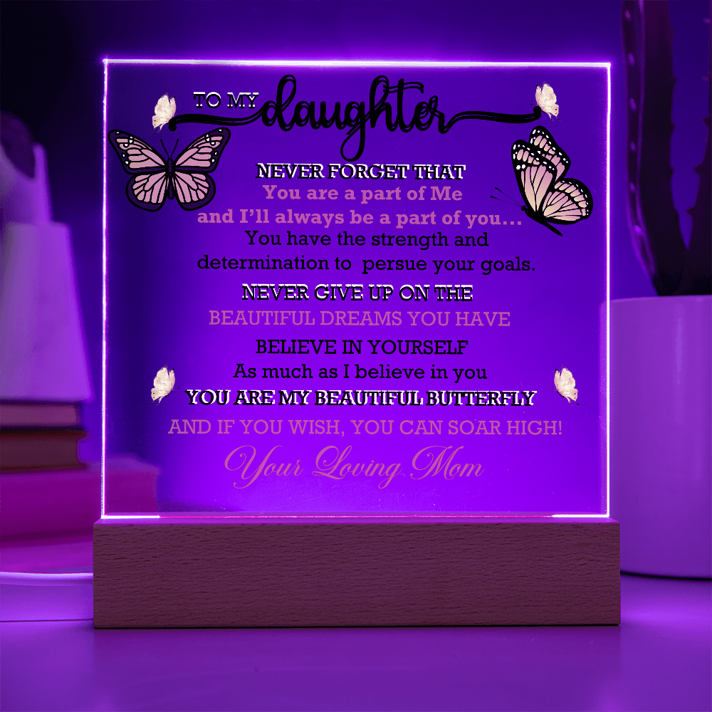 To My Daughter, My Butterfly, Acrylic Led Lamp