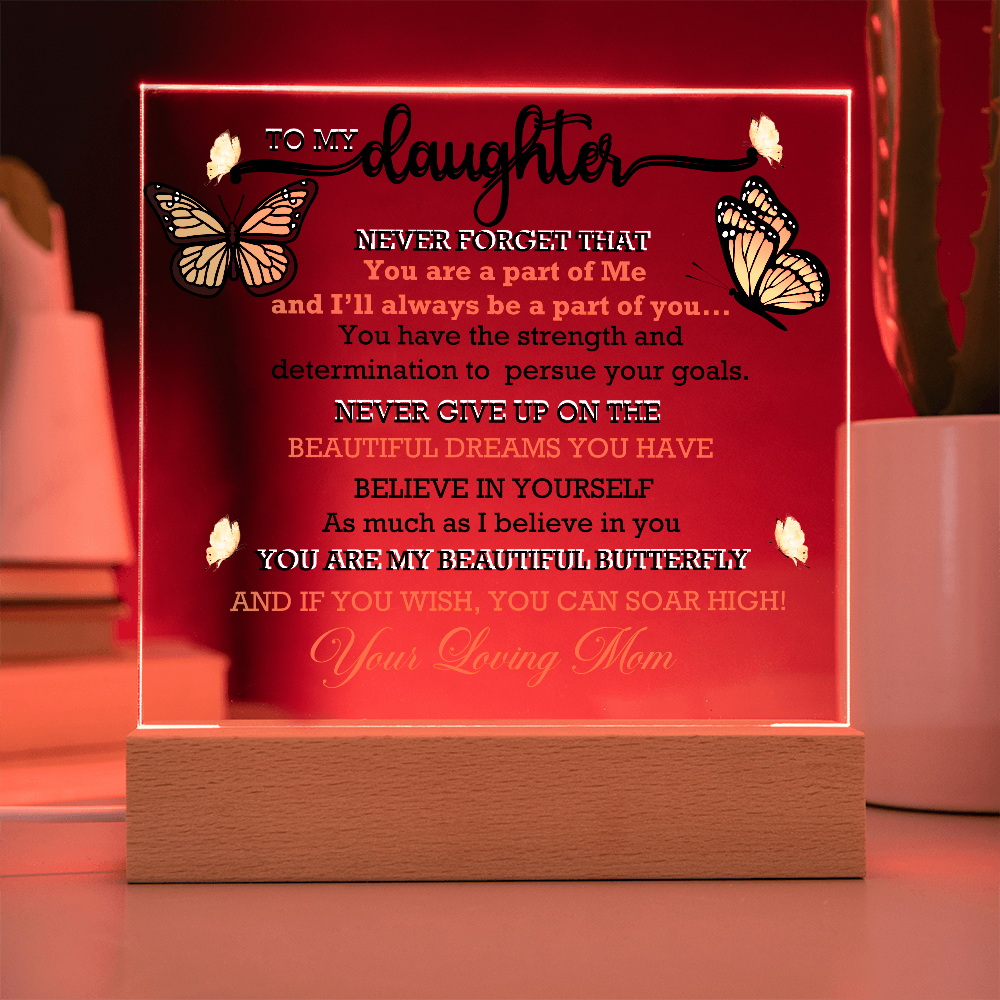 To My Daughter, My Butterfly, Acrylic Led Lamp