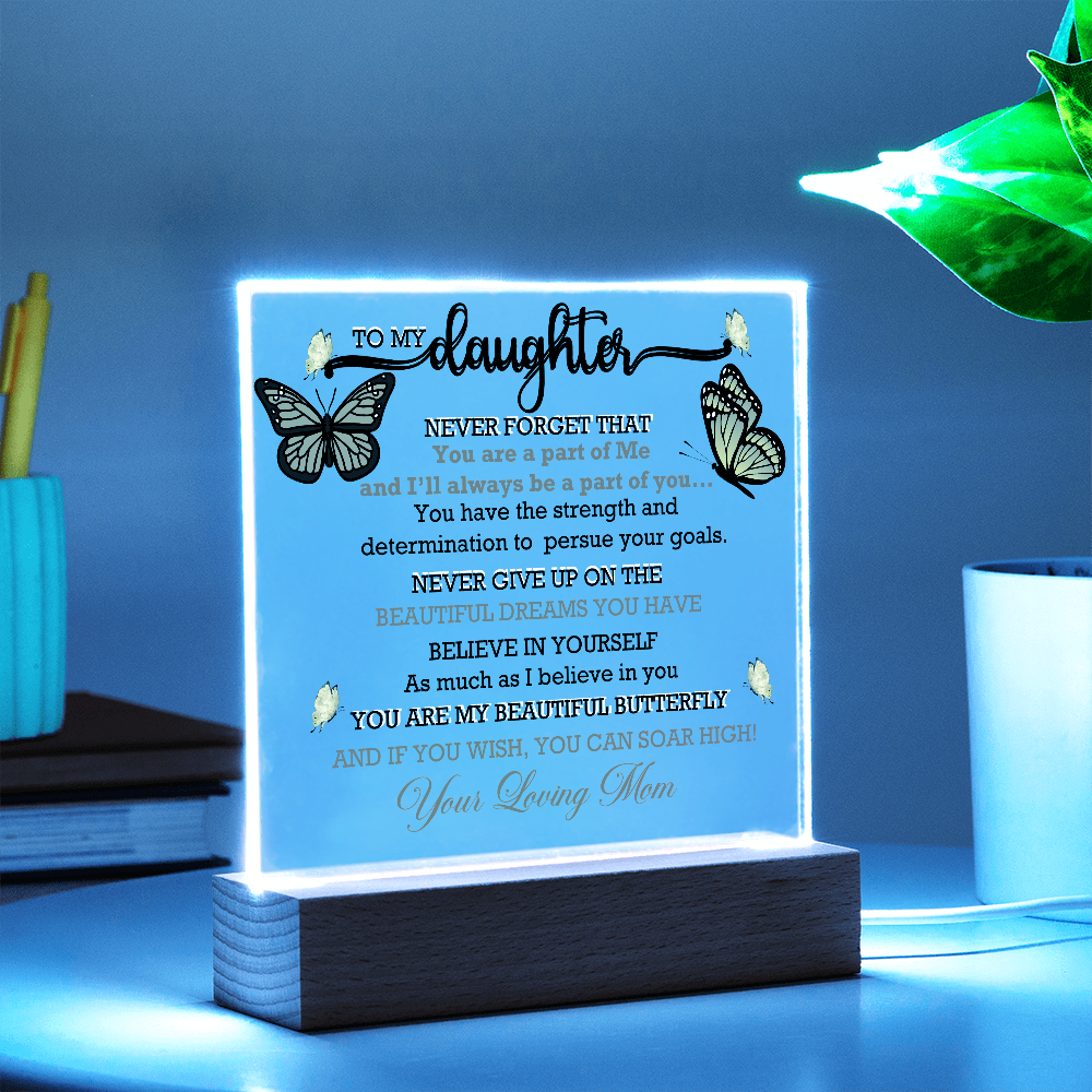 To My Daughter, My Butterfly, Acrylic Led Lamp