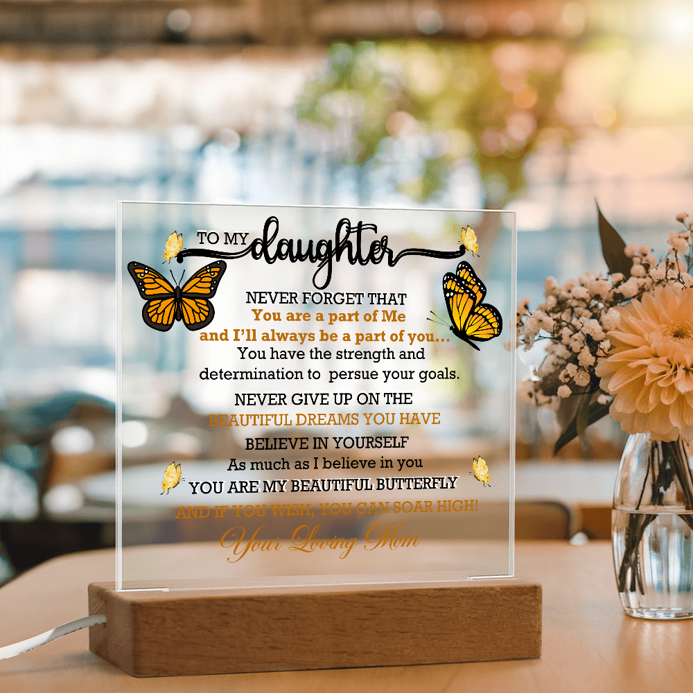 To My Daughter, My Butterfly, Acrylic Led Lamp