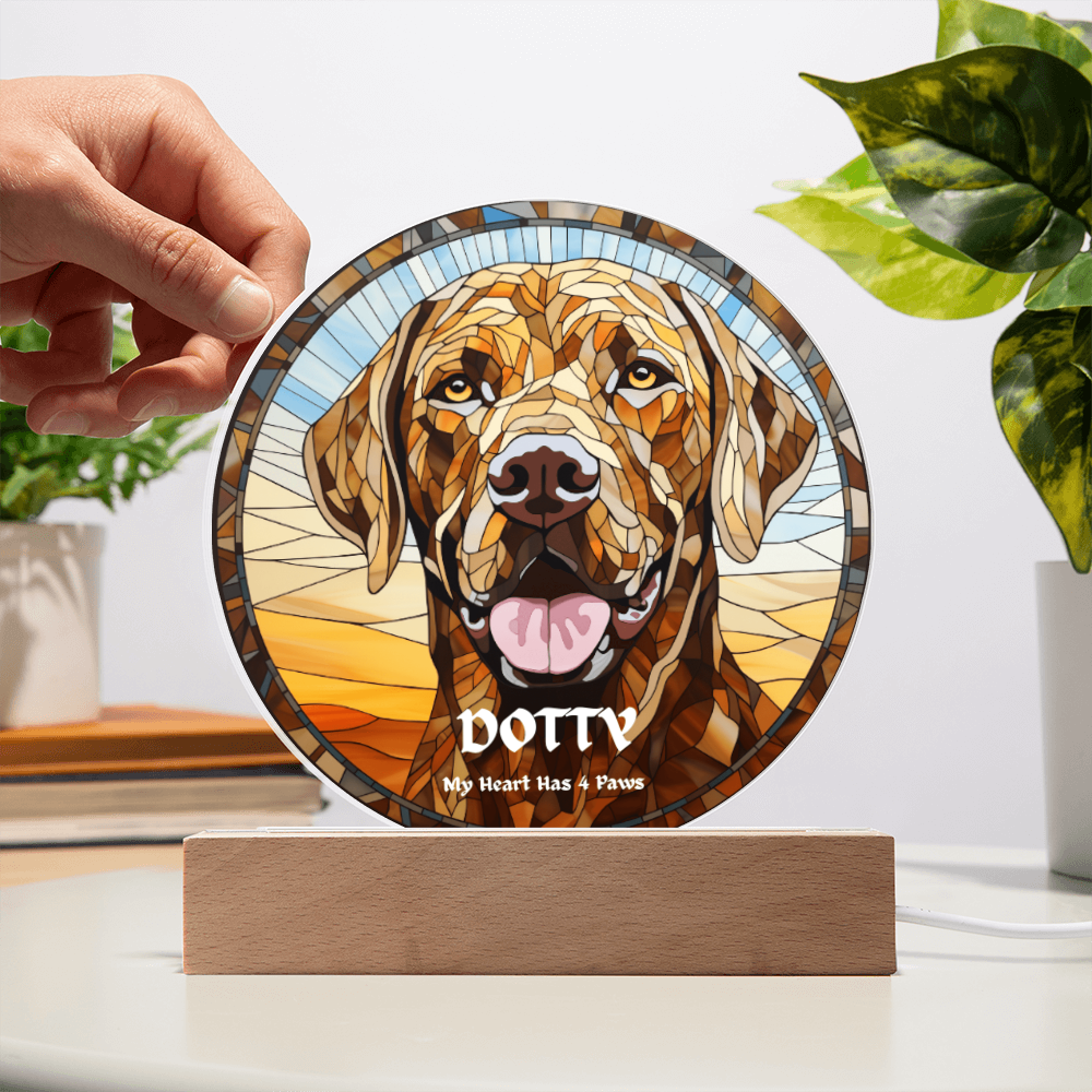 Personalised Dog LED Lamp – Custom Acrylic Pet Lamp With Wooden Base Light