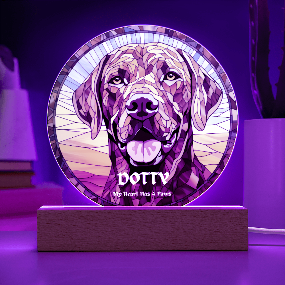 Personalised Dog LED Lamp – Custom Acrylic Pet Lamp With Wooden Base Light