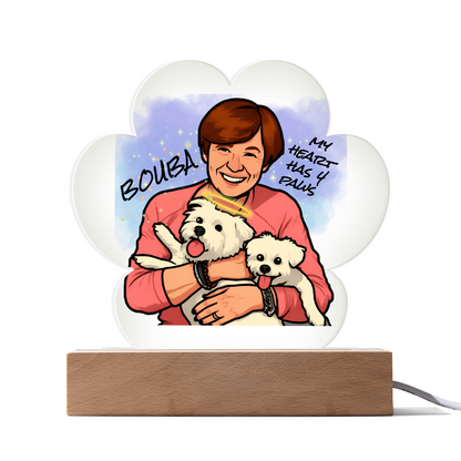 Personalised Pet Memorial Paw Shaped Acrylic Plaque Led Lamp