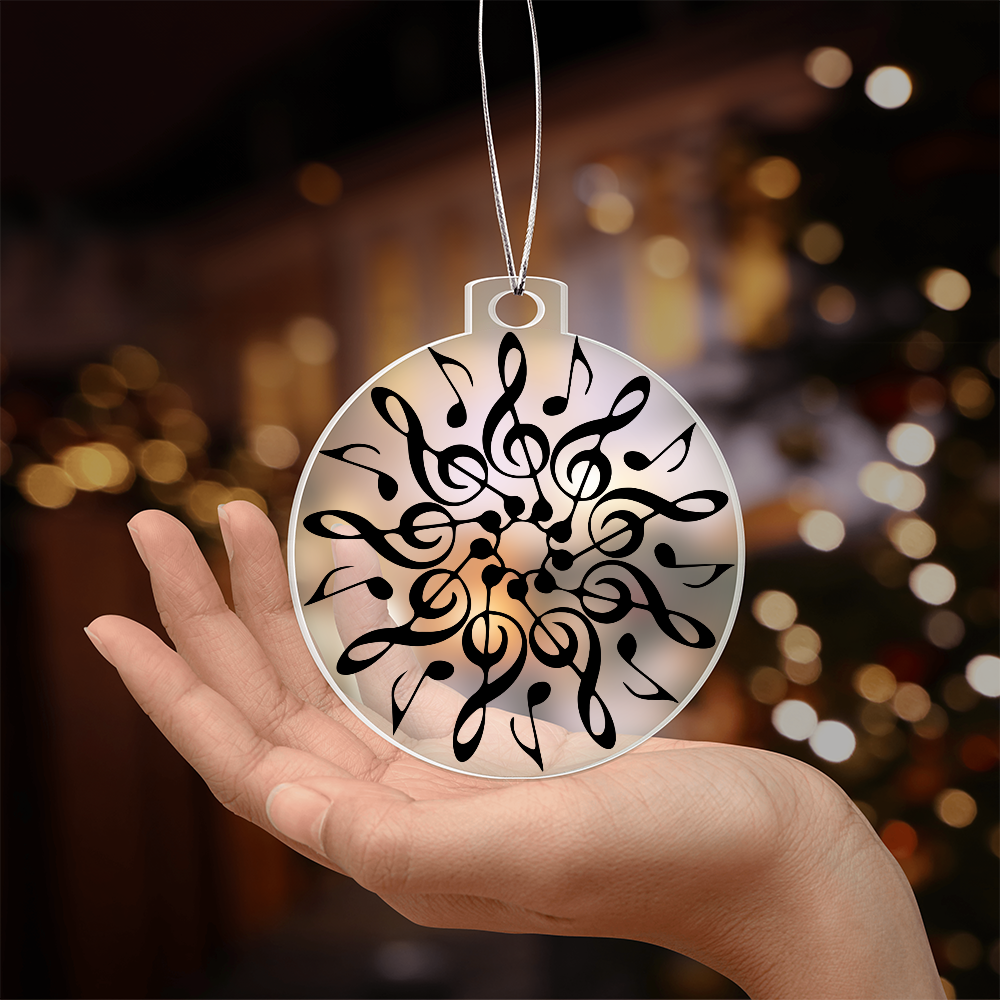 Acrylic Music Ornament – Premium Acrylic Keepsake with Silver Twine for Music Lovers