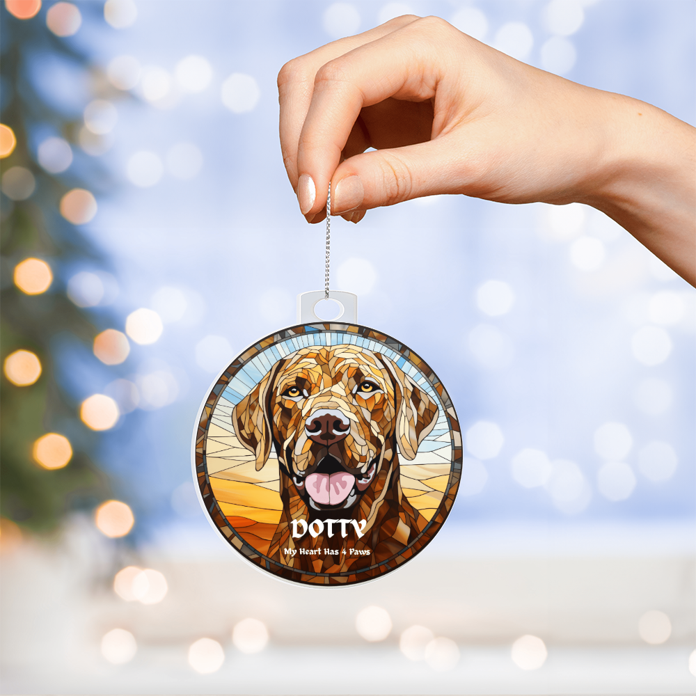 Custom Labrador Ornament | High Quality Acrylic Personalized Pet Name Ornament for Dog Lovers