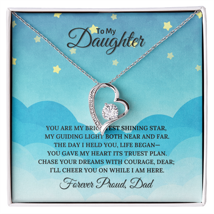To My Daughter Heart Shaped Forever Love Necklace