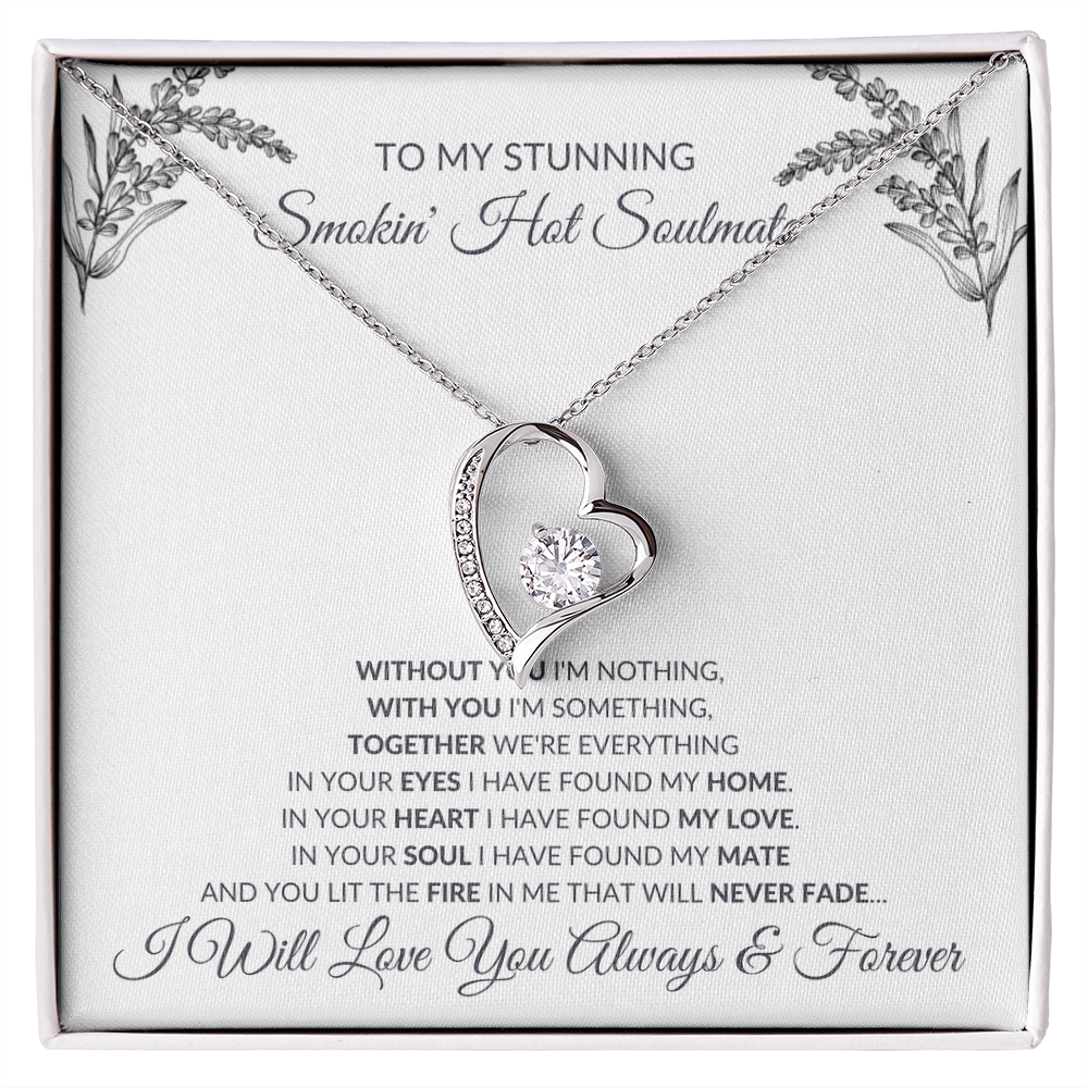 Forever Love Necklace – Heart Pendant Necklace with CZ Crystal and Adjustable Chain