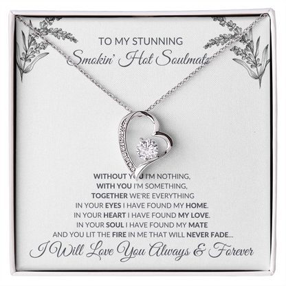 Forever Love Necklace – Heart Pendant Necklace with CZ Crystal and Adjustable Chain