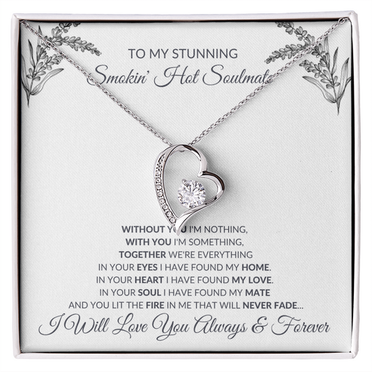 Forever Love Necklace – Heart Pendant Necklace with CZ Crystal and Adjustable Chain