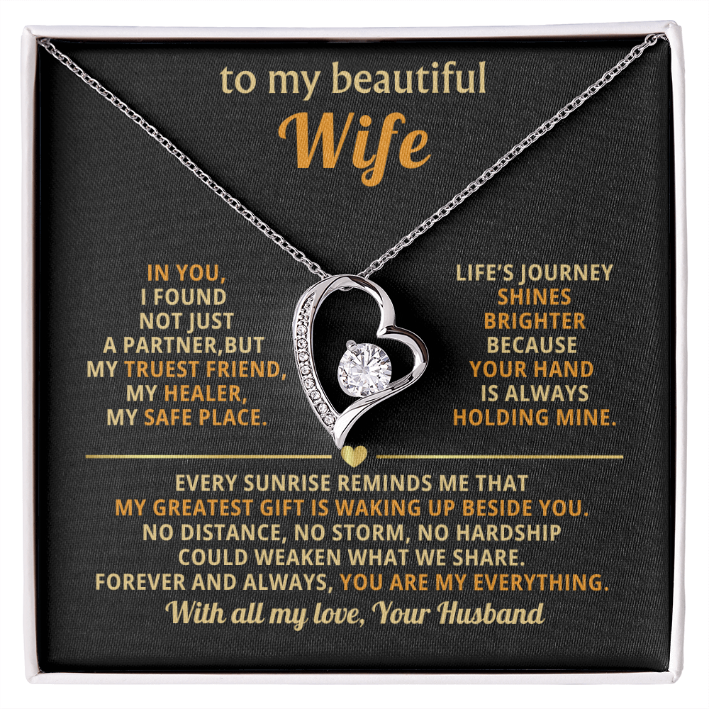 Forever Love Necklace – Heart Pendant Necklace with 6.5mm Cubic Zirconia Crystal