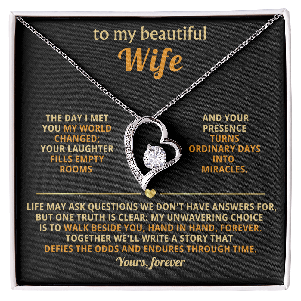 Forever Love Necklace - Heart Pendant Cubic Zirconia Gift For Wife