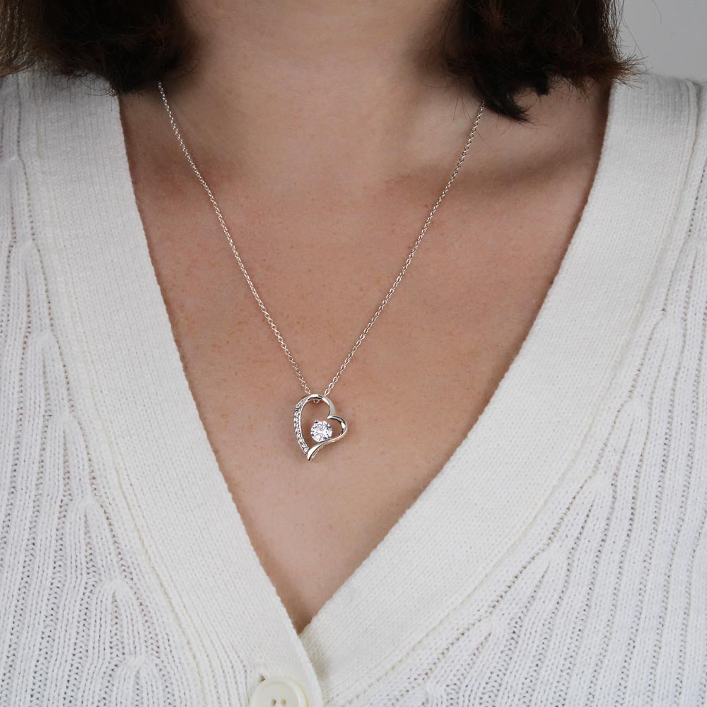 Forever Love Necklace - Heart Pendant Necklace With Cubic Zirconia Sparkling Crystal Pendant
