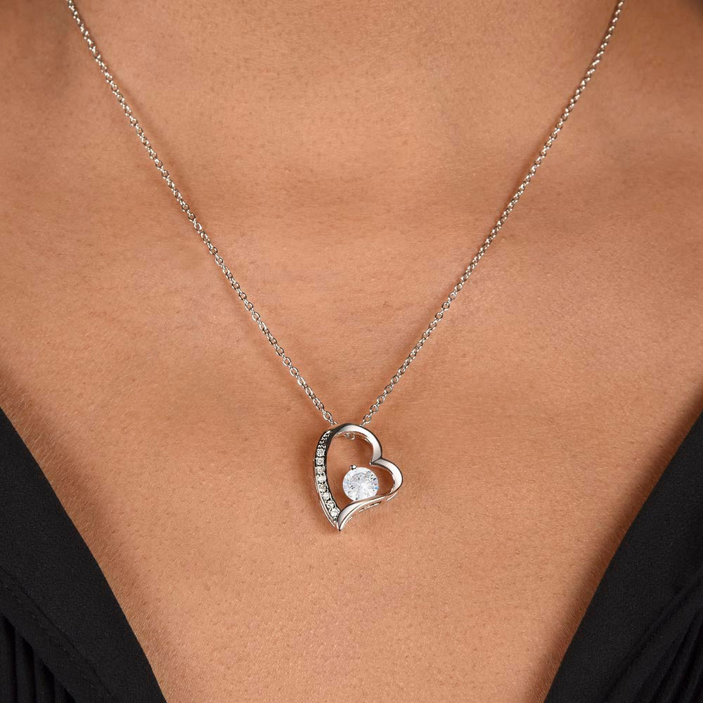 Forever Love Necklace – Heart Pendant Necklace with 6.5mm Cubic Zirconia Crystal