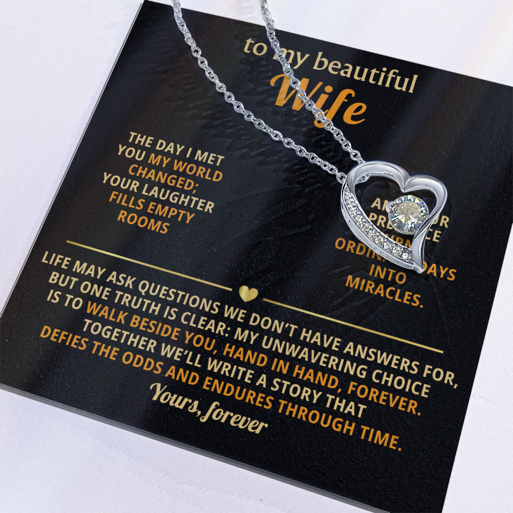Forever Love Necklace - Heart Pendant Cubic Zirconia Gift For Wife