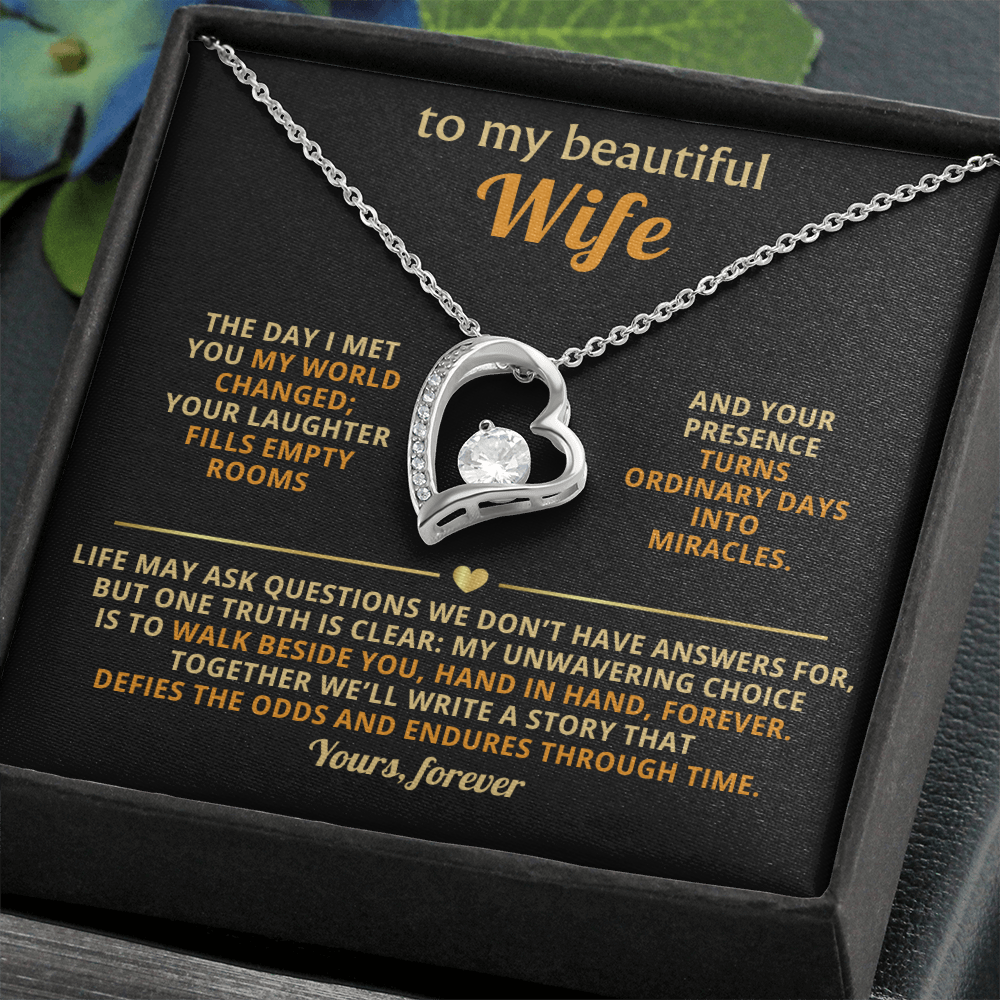 Forever Love Necklace - Heart Pendant Cubic Zirconia Gift For Wife