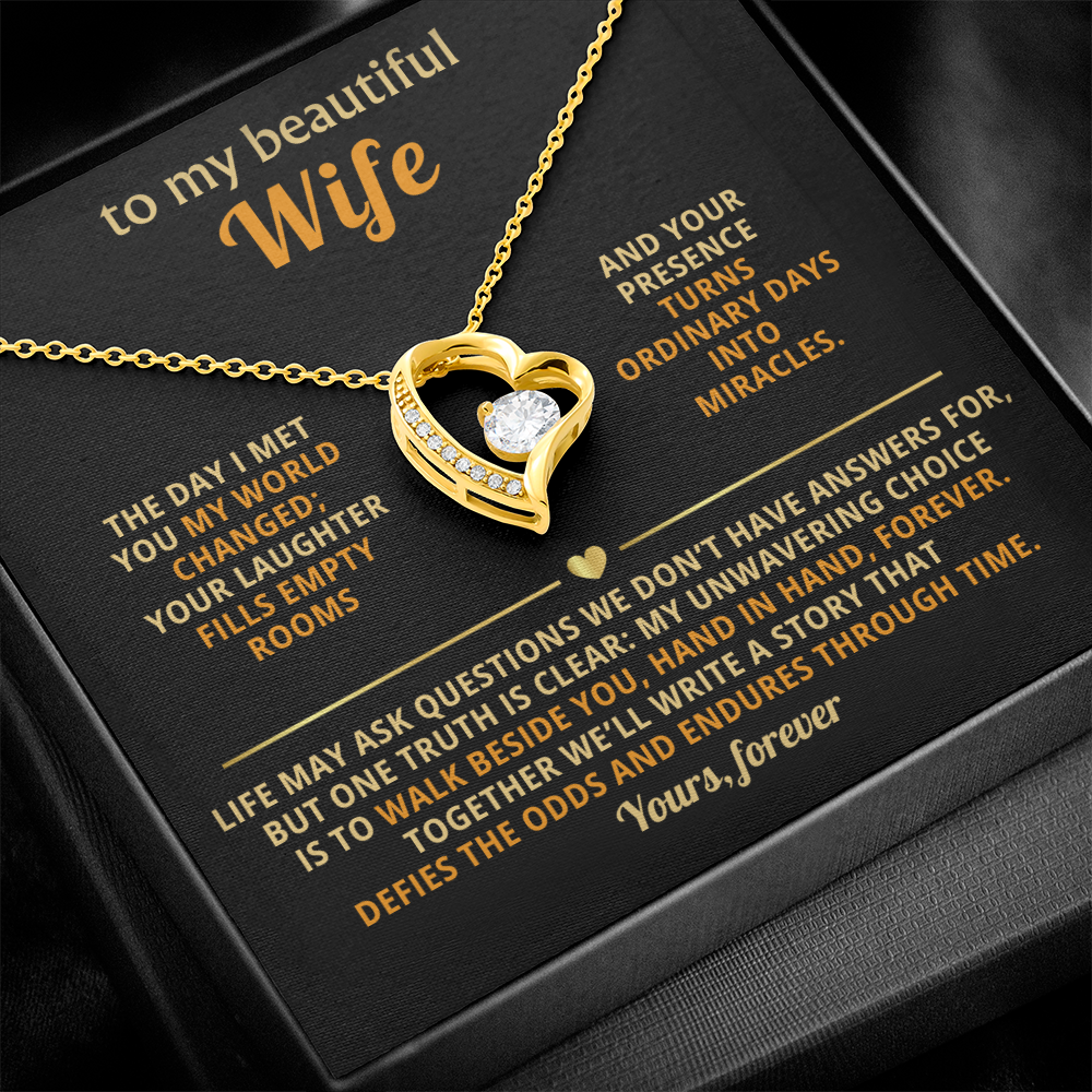 Forever Love Necklace - Heart Pendant Cubic Zirconia Gift For Wife