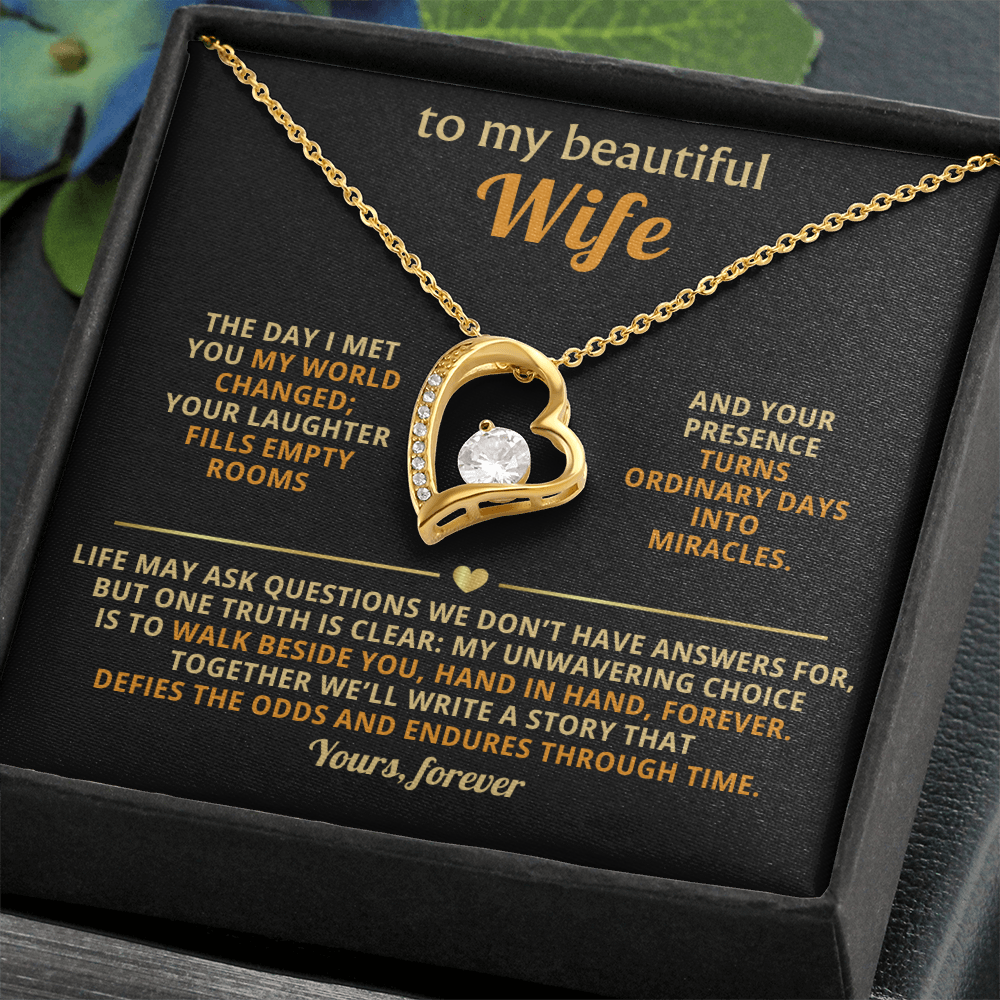 Forever Love Necklace - Heart Pendant Cubic Zirconia Gift For Wife