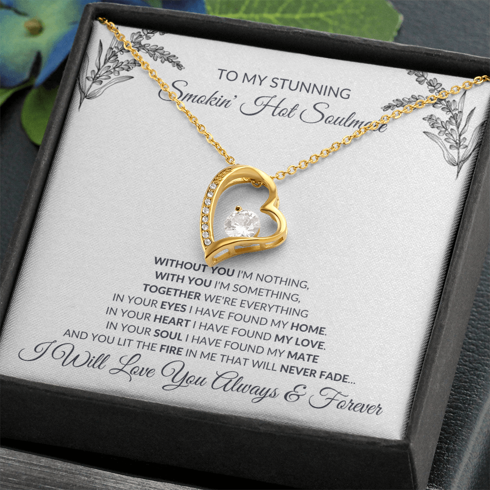 Forever Love Necklace – Heart Pendant Necklace with CZ Crystal and Adjustable Chain