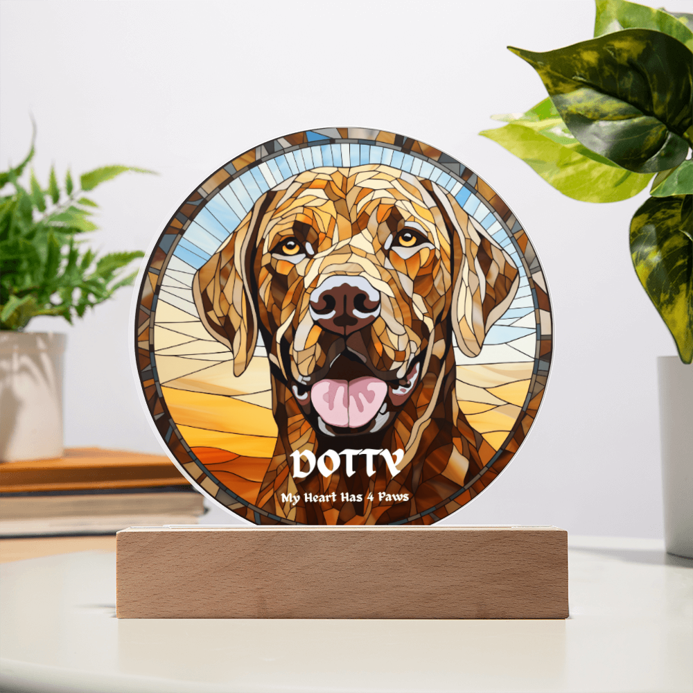Personalised Dog LED Lamp – Custom Acrylic Pet Lamp With Wooden Base Light