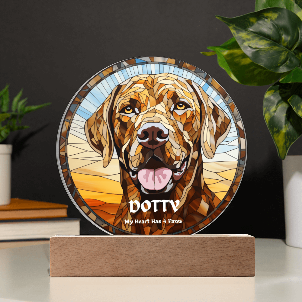 Personalised Dog LED Lamp – Custom Acrylic Pet Lamp With Wooden Base Light