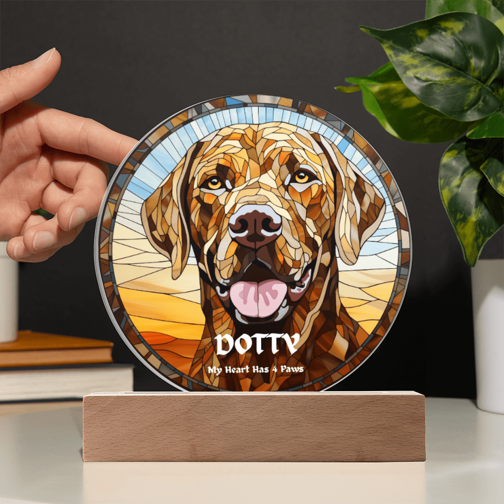 Personalised Dog LED Lamp – Custom Acrylic Pet Lamp With Wooden Base Light