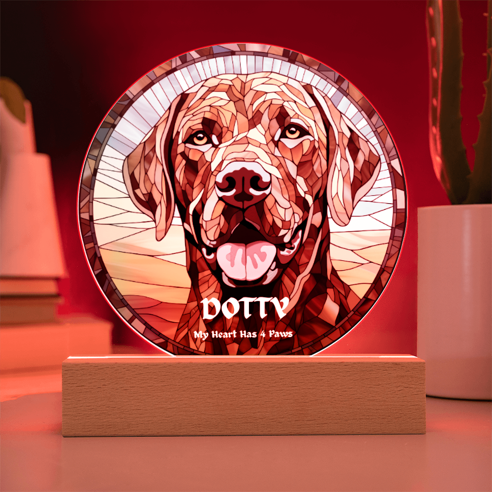 Personalised Dog LED Lamp – Custom Acrylic Pet Lamp With Wooden Base Light