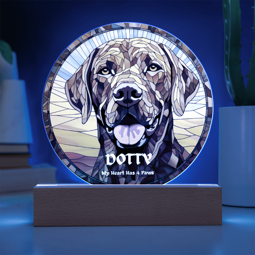 Personalised Dog LED Lamp – Custom Acrylic Pet Lamp With Wooden Base Light